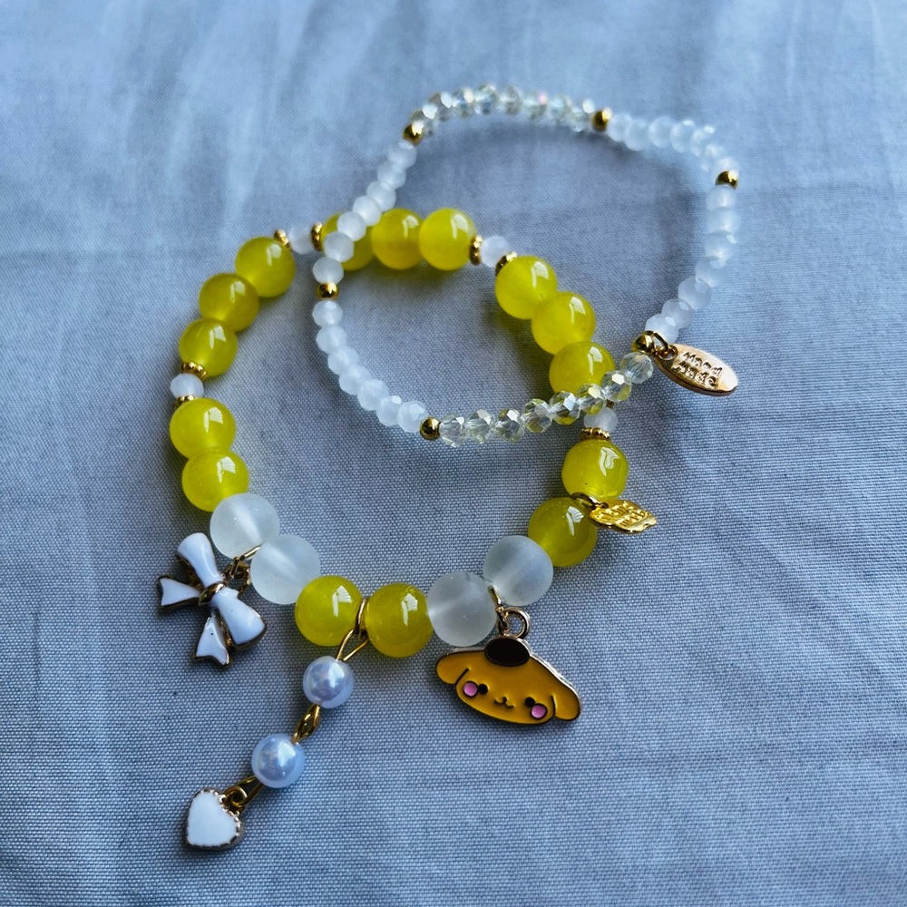 Pompompurin BEADED CHARM BRACELETS 💛🤍💛🤍